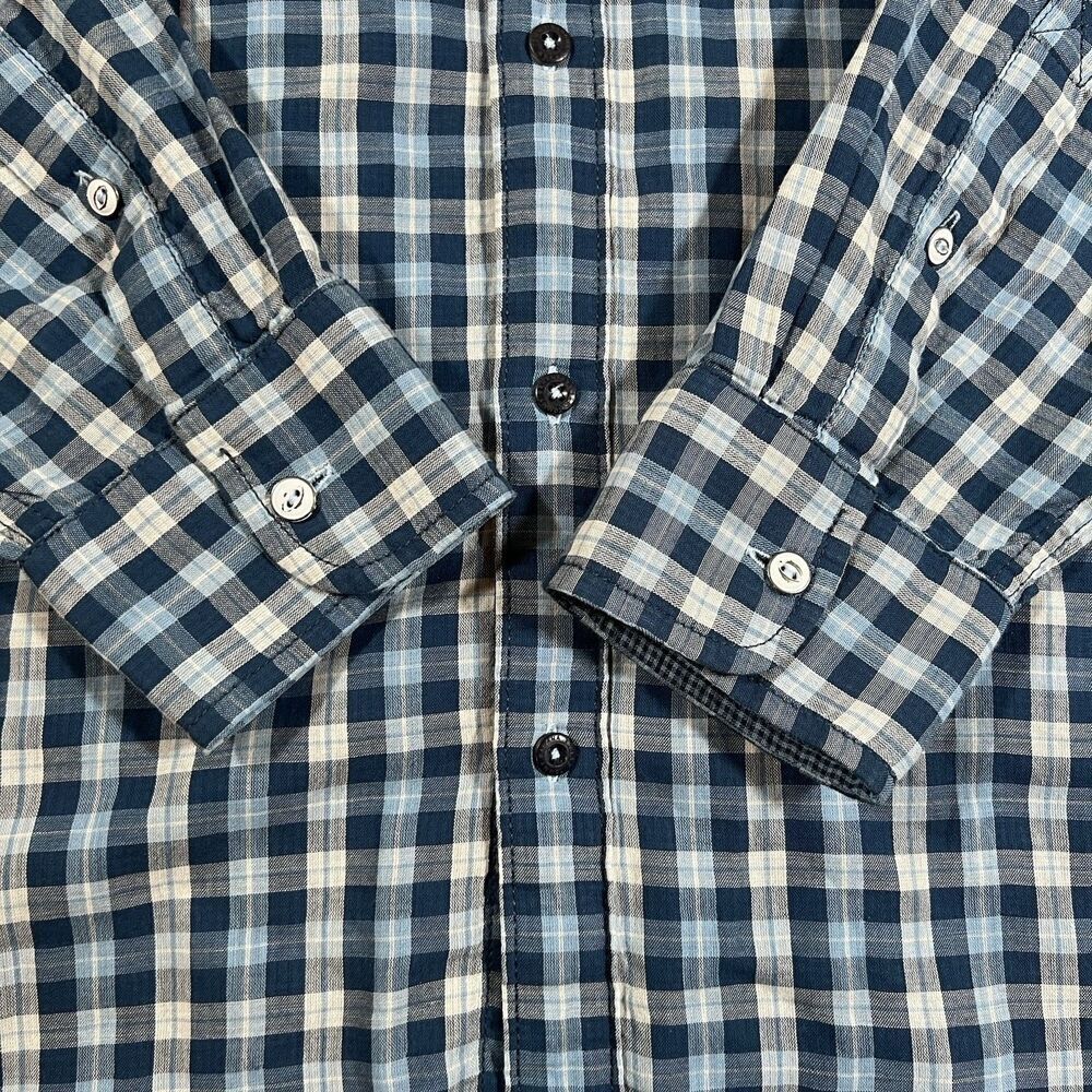 Tommy Bahama 100% Cotton Blue White Plaid Long Sleeve Button Down Shirt Men's XL - Picture 4 of 10